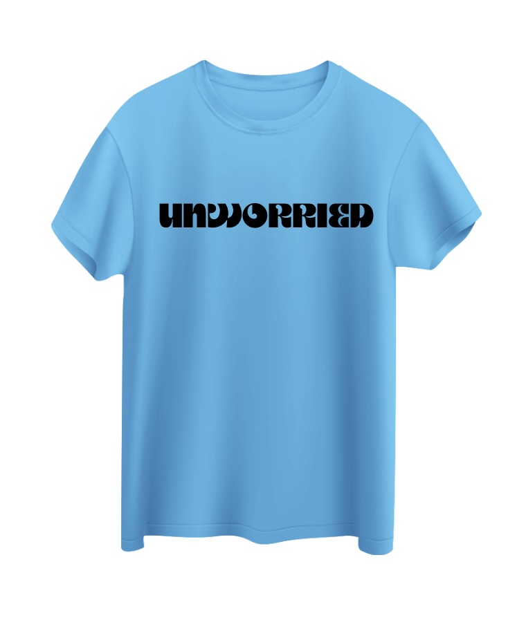 unworried unisex blue tee